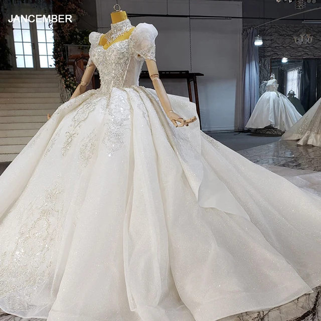 HTL2307 Beading Civil Wedding Dress Crystal Sequined Wedding Dresses 2022 Tassel Wedding Evening Dress vestido de noiva civil 1