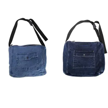 

Women Girls Elegant Denim Handbag Shoulder Messenger Bag Lady Travel Casual Large Capacity Satchel Crossbody Shopping Tote Purse