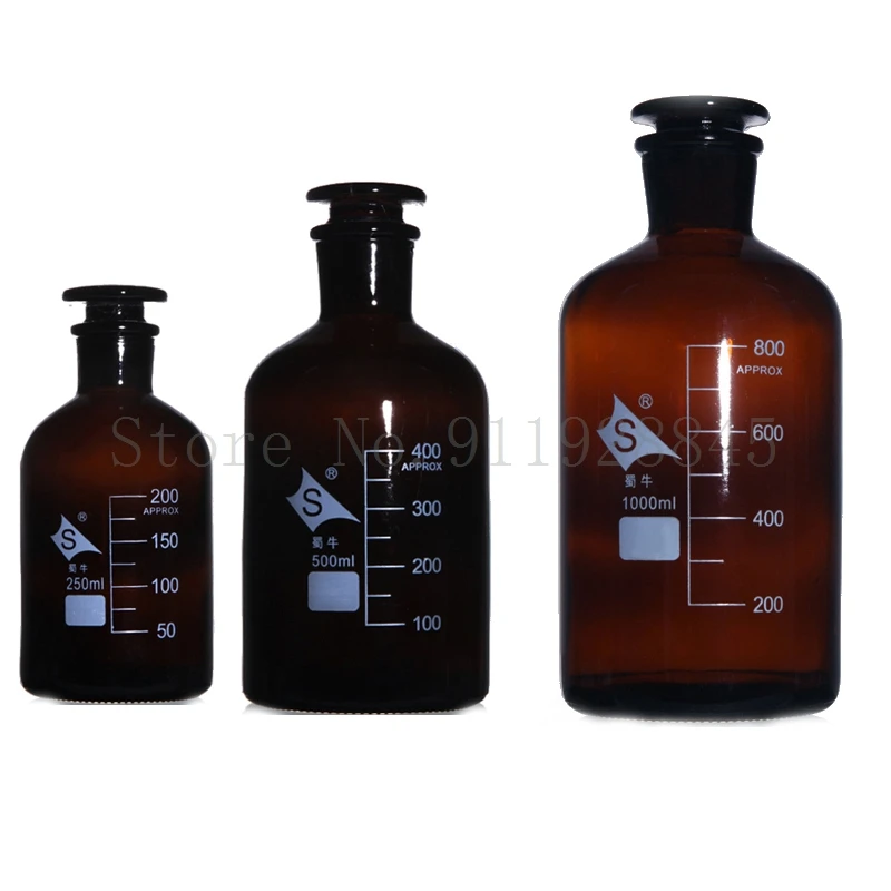 Lab Narrow-mouthed bottle Brown/Transparent Common Glass Small Mouth Reagent Bottle with Ground Stopper Laboratory Sample Vials