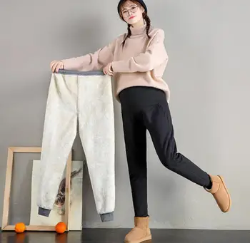 

pregnancy warm pants winter thick velvet wool fleece pregnant woman Casual pants Lambskin Cashmere Pants maternity sports pants