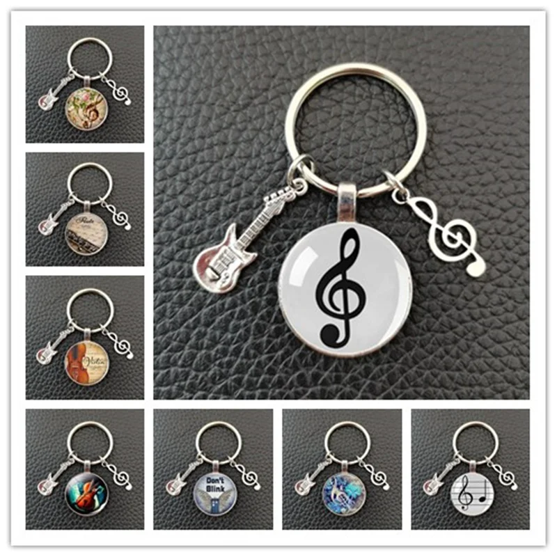 Portachiavi Musicale Con Chitarra E Nota – Ciondolo Argento 'Fai Ciò Che Ami' – Regalo Per Musicisti E Chitarristi