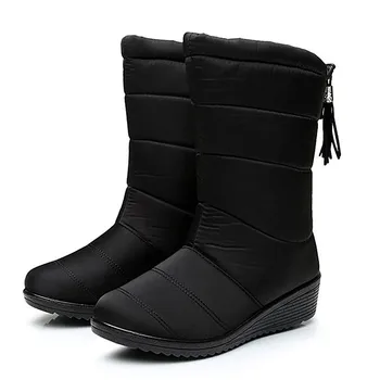 2019 New Women Boots Winter Women Ankle Boots Waterproof Warm Women Snow Boots Women Shoes Women #039 s Boots tanie i dobre opinie yadibeiba Down Fits true to size take your normal size Round Toe Slip-On Solid Wedges Rubber Fringe Short Plush Low (1cm-3cm)