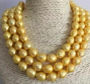 

Fashion jewelry Free Shipping HUGE NATURAL AAA 10-11MM SOUTH SEA GOLDEN PEARL NECKLACE 50 INCH