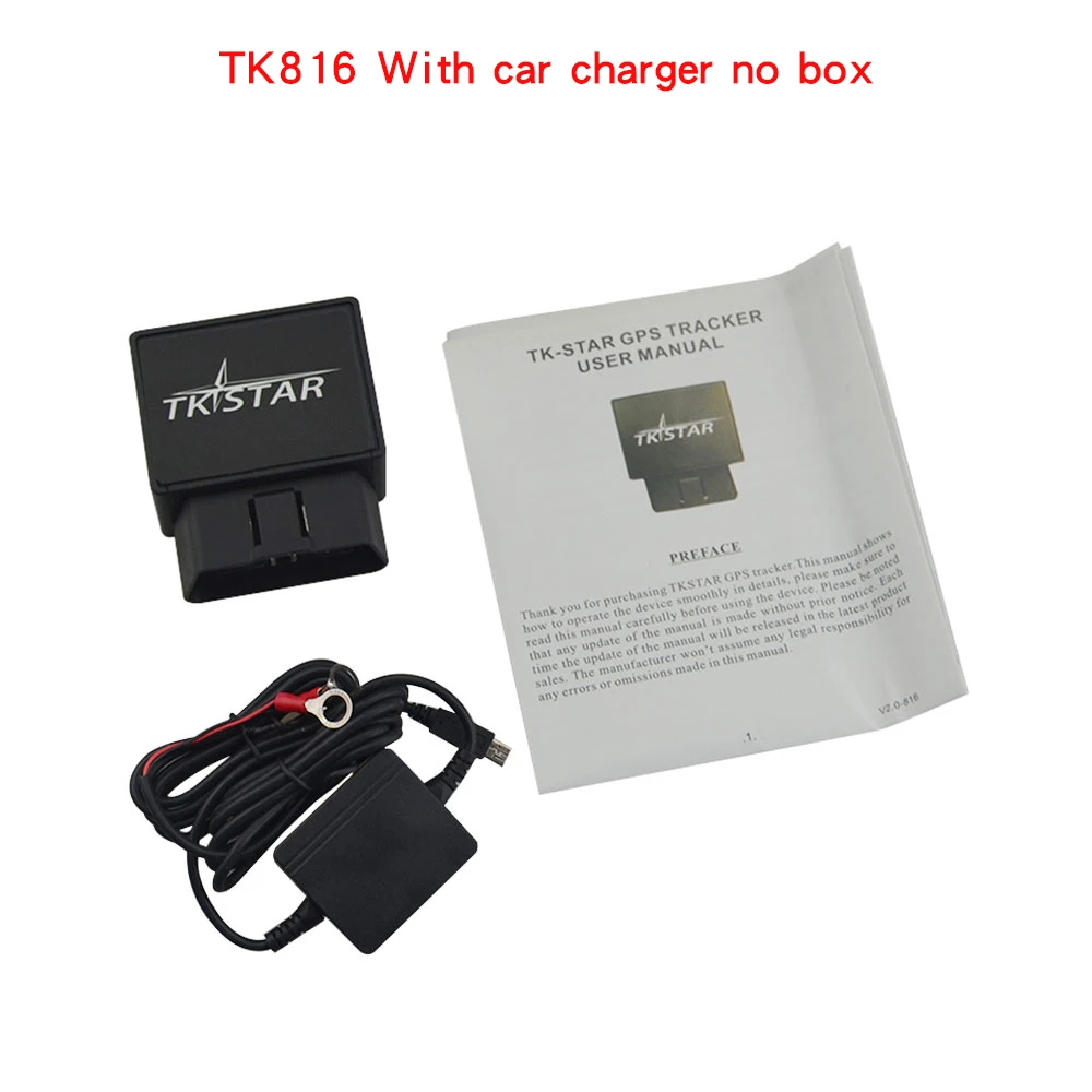 OBD II автомобильный gps браслет для занятий спортом, телематика транспортного средства geo-загородка автомобиля gps трекер ТЗ звезды Tk816 трекер мини gps в режиме реального времени отслеживать локатор - Color: No box(car charger)