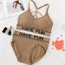 Женский комплект с бюстгальтером, бюстгальтер с мягкими чашечками, сексуальный комплект нижнего белья из двух частей, спортивный топ для фитнеса, комплект нижнего белья