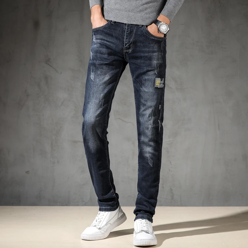 KSTUN Jeans Men Autumn and Winter Slim Straight fit Gray Blue Stretch Embroidered Letters High Street Famous Brand Mens Trousers KSTUN Jeans Men Autumn and Winter Slim Straight fit Gray Blue Stretch Embroidered Letters High Street Famous Brand Mens Trousers