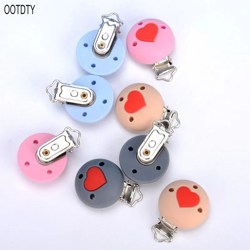 2 шт. DIY Прорезыватель для зубов игрушки детские соски клип силиконовые круглые бусины любовь сердце форма грызунки для новорожденных зажимы