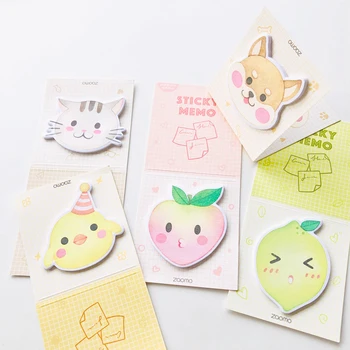 

30 Pages Kawaii Foldable Peach Duck Cat Dog Memo Pad Sticky Notes School Stationery Notepad