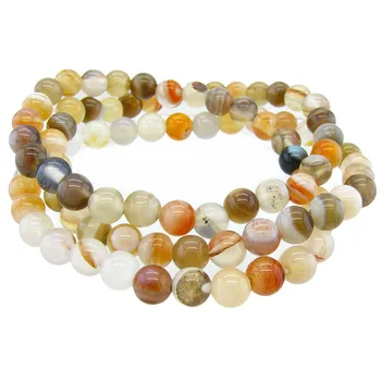 

6mm Striped Agate Stone Three Rings Bracelet Trendy Charm Friendship Good Round Bead Bracelet For Women Gift Jewelry Wholesale
