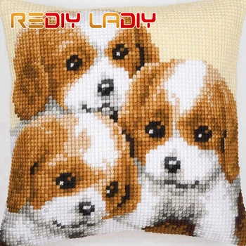 

DIY Cross Stitch Cushion Cover Labrador Puppy Chunky Cross-Stitch Kits 100% Acrylic Yarn Pillow Case Home Decor Hobby & Crafts