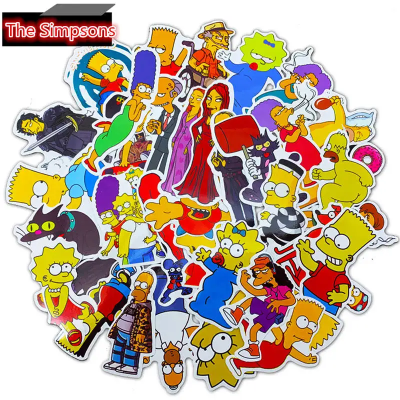 The Simpsons-50pcs 50 шт. Симпсоны Гомер Барт Мэгги наклейки s наклейки для спальни холодильник, скейтборд багаж гитара ноутбук стикерные игрушки подарок на день рождения - Цвет: The Simpsons-50pcs