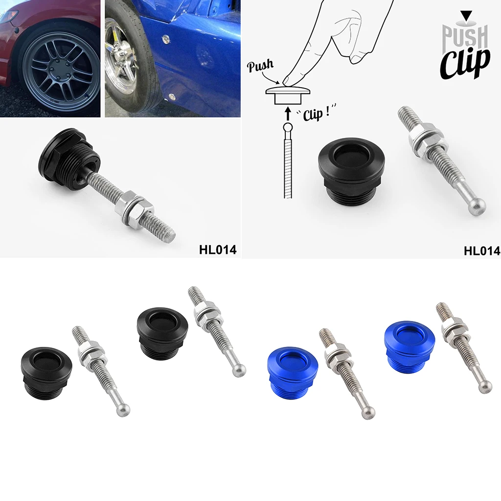 

4x Solid Car Bonnet Hood Latch Pin Locking Kit Push Button Quick Release 7/8 22mm (Black + Blue)