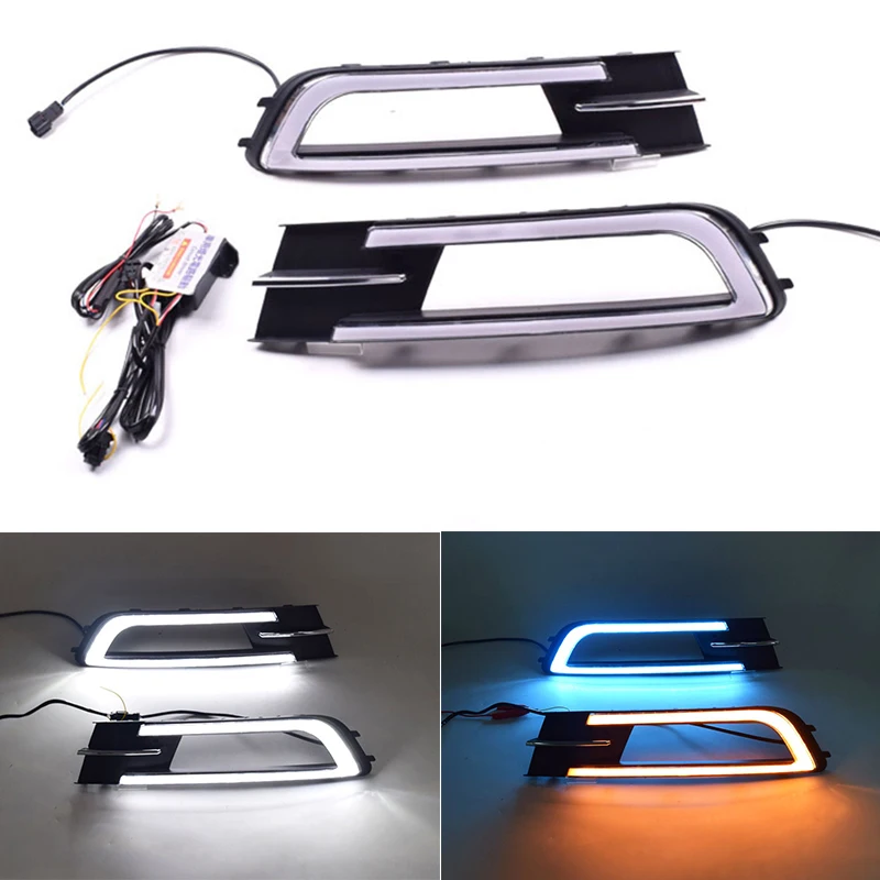 

2Pcs Auto 3 Colors DRL 12V LED Daytime Running Light Turn Signal Day Light Brake Light Lamp For VW Passat B8 2017 2018