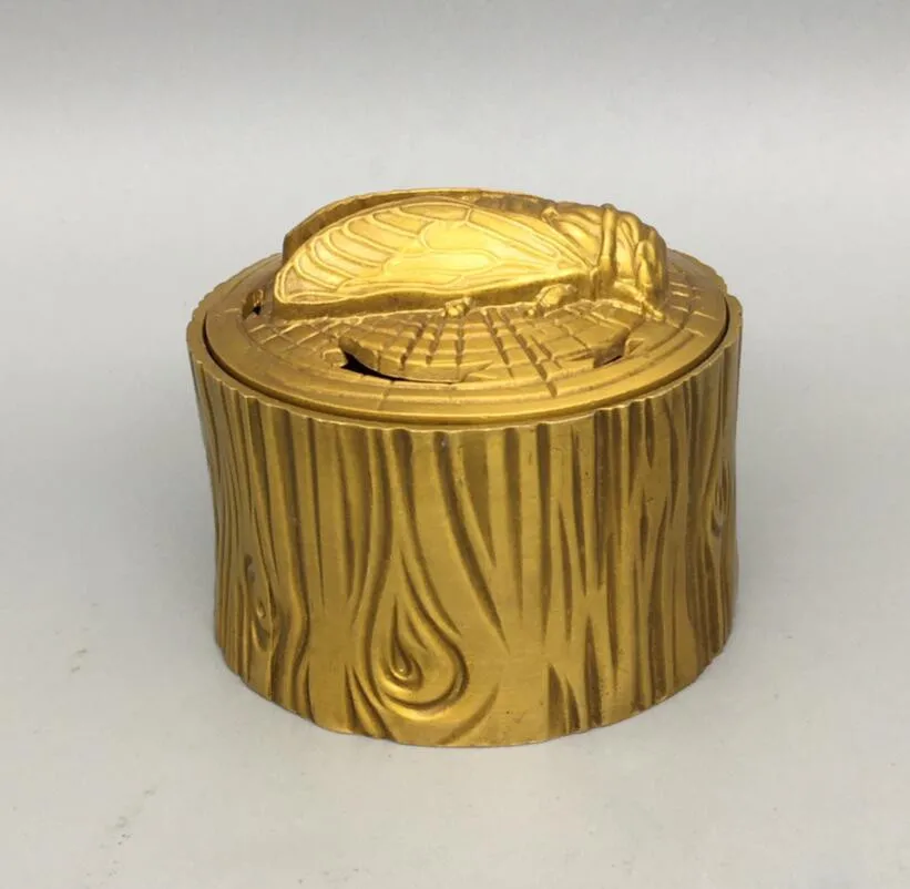 

Archaize brass cicada lid Wooden stake Incense burner crafts statue