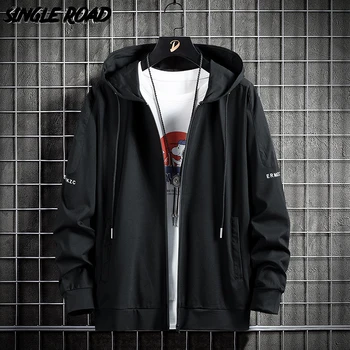 Single Road Mens Hoodies Men 2022 Solid Zipper Coat Sports Techwear Sweatshirt Japanese Streetwear Black Hoodie Men Sweatshirts 1