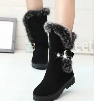 

new Mid-calf winter women boots with fur warm women platform shoes casual ladies snow boots bota feminin Comfortable heel 4 cm