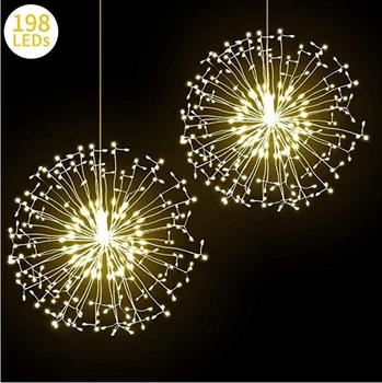 

Eight-function waterproof remote control battery box explosion light firework shape copper wire string light dandelion DIY