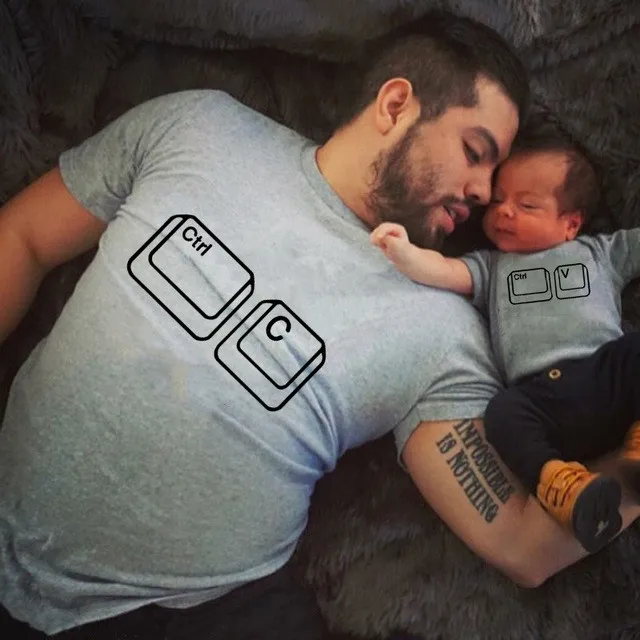 Ctrl C Ctrl V Family Matching T Shirt Man Son Daughter Dad T Shirt Tops Kids Baby Girl Boys Casual Bodysuit T Shirt Family Look 3
