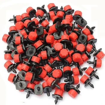 

50PCS-500PCS Red Adjustable drip irrigation Misting Micro Flow Drip Head 1/4'' Hose Garden Sprinkler Garden Watering Tool