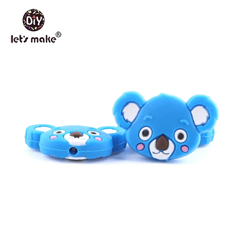 koala sky blue Let'S Make/1 шт., силиконовый прорезыватель, бусины, Шестигранник, Прорезыватель для зубов, маленькие грызуны, мультфильм, жемчуг, 0-12 месяцев, силиконовая погремушка, детский Прорезыватель - Цвет: koala sky blue