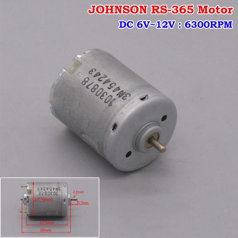 Микро 27 мм RS-365 Мотор DC 6V ~ 12V 6300RPM Мини Джонсон 1030878 углеродная щетка Электрический