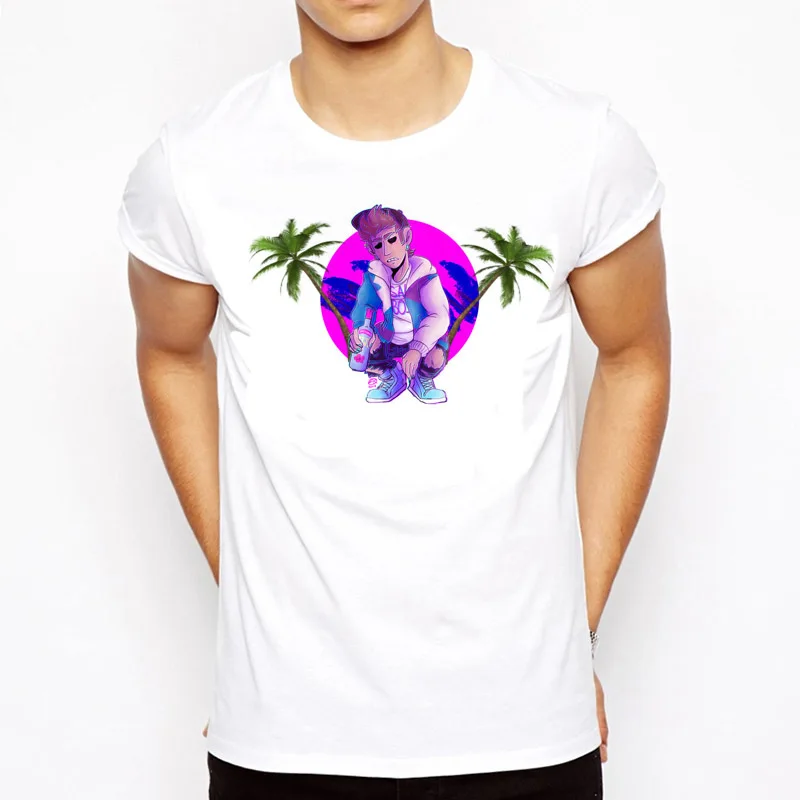 Vaporwave, мужская летняя футболка, футболка с принтом для мальчиков, футболка с аниме, брендовая одежда, топы белого цвета, футболки MR9226