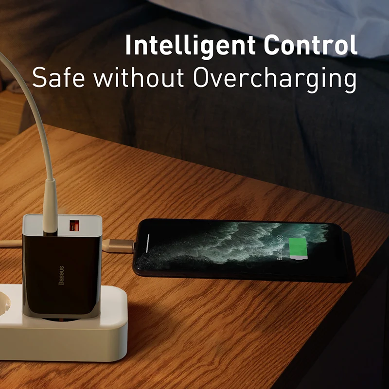 Зарядное устройство Baseus сетевое с двумя USB портами и поддержкой быстрой зарядки 18