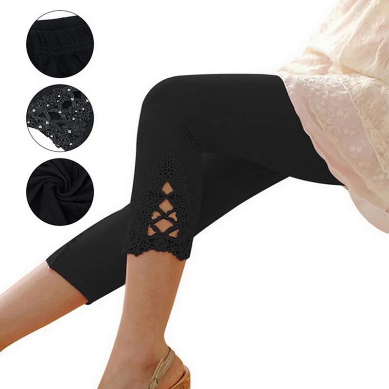 3Pcs/set Fashion Women's Leggings Lace Modal Pants Summer Crocheted Skinny Stretch Cropped Capri Pant 3/4 Length Pants 3Pcs/set Fashion Women's Leggings Lace Modal Pants Summer Crocheted Skinny Stretch Cropped Capri Pant 3/4 Length Pants