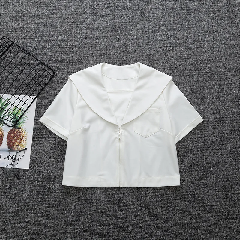 Japanese School Short Sleeve White Sailor Suit T-shirt Sapporo Lapel Kanto Kansai Lapel Nagoya JK Uniforms Basic Tops