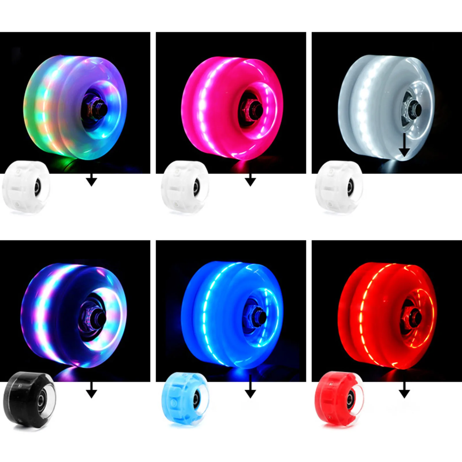 4pcs LED Flash Wheel Freestyl Skates Luminous Wheel Roller Skates Flashing Wheels for Inline for Adults Kids Roller