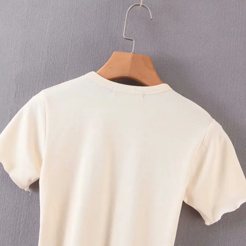 Linjiashop Tarot Card Short Sleeve Cropped Lettuce Hem Sexy Summer T-shirt for Girls O-Neck Graphic Tees Pullovers