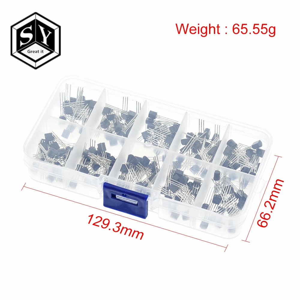 BC337 BC327 2N2222 2N2907 2N3904 2N3906 S8050 S8550 A1015 C1815 транзисторный набор 10 Значение 200 шт. коробка