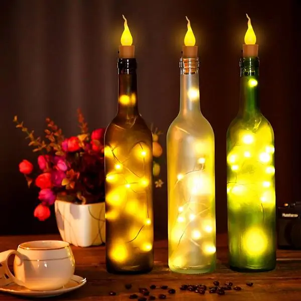 

10x Warm Wine Bottle Candle Shape String Light 20 LED Night Fairy Lights Lamp