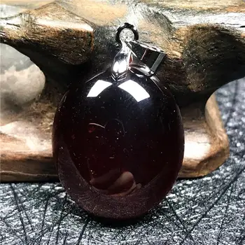 

Top Natural Red Garnet Necklace Pendant For Woman Lady 22x18x7mm Oval Beads Gemstone Silver Clear Crystal Fashion Jewelry AAAAA