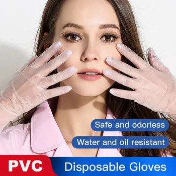 

Vehemo 100Pcs Food Grade PVC Gloves Protection Fingerprint Isolation Disposable Gloves Blue