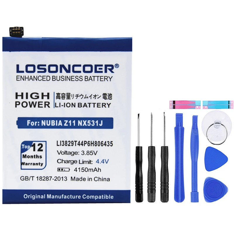 LOSONCOER 4150 мАч Li3829T44P6h806435 для zte Nubia Z11 NX531J M2 Lite M2 Youth Edition M2 Play NX907J хорошее качество аккумулятора для телефона