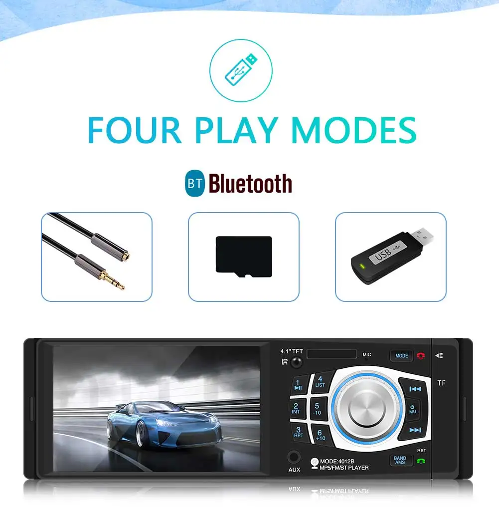 Автомагнитола 1 DIN Авторадио Bluetooth радио-Кассетный проигрыватель USB SD MP5 плеер 4,1 дюймов Авто аудио стерео 1Din FM рекордер для автомобиля