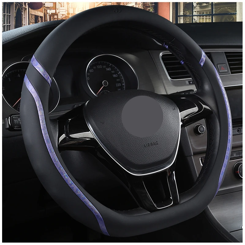 D форма Чехол рулевого колеса автомобиля для Nissan Rogue Sport Hybrid Qashqai для Volkswagen Tiguan VW Passat Jetta для Citroen C3-XR - Название цвета: Black Purple