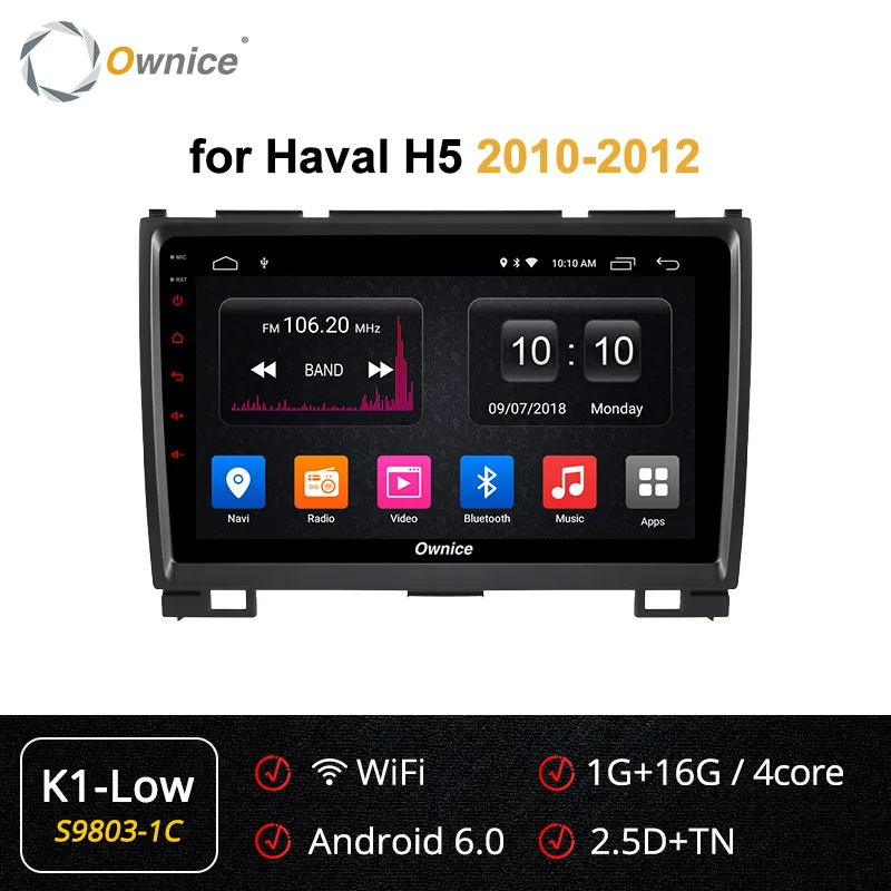 Ownice " Android9.0 Оперативная память 4G Автомобильный DVD k3 k5 k6 для Защитные чехлы для сидений, сшитые специально для Great Wall Haval H3 H5 2010 2011 2012- Автомобиль Радио DVD gps navi 2din 4 аппарат не привязан к оператору сотовой связи 360 - Цвет: S9803-1 K1 LOW