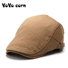 YOYOCORN унисекс Повседневный берет дикая хлопковая вышитая британская шапка для мужчин и женщин светильник