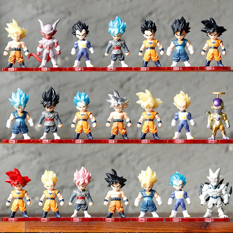 Dragon Ball Z Super Saiyan Goku Vegeta Trunks Majin Buu Cell Son Goku Mini PVC Action Figure Toy Model Doll Kids Gifts action figure cartoon toys