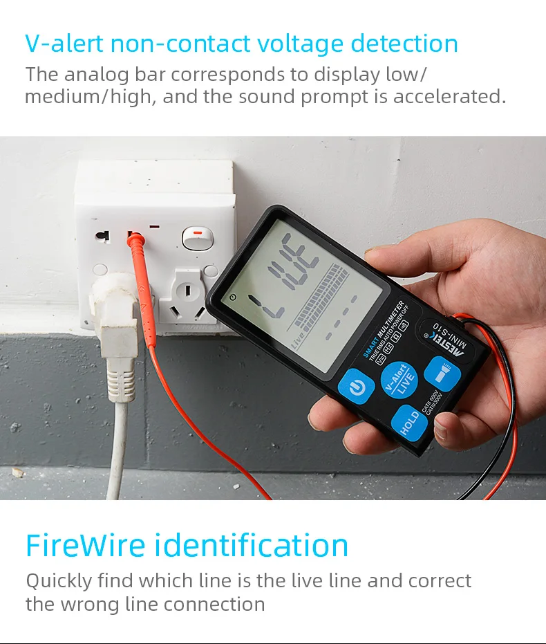 MESTEK ультра-Портативный цифровой мультиметр с большим 3,5 дюймов ЖК-дисплей 3 он-лайн Дисплей вольтметр переменного тока в постоянный Напряжение бесконтактная проверка напряжения переменного сопротивления Ом Гц Тестер