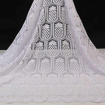 

XIYA Pure White Water Soluble African French Guipure Lace Fabric 2020 High Quality Nigerian Cord Lace Fabrics Sewing QF3450B-3
