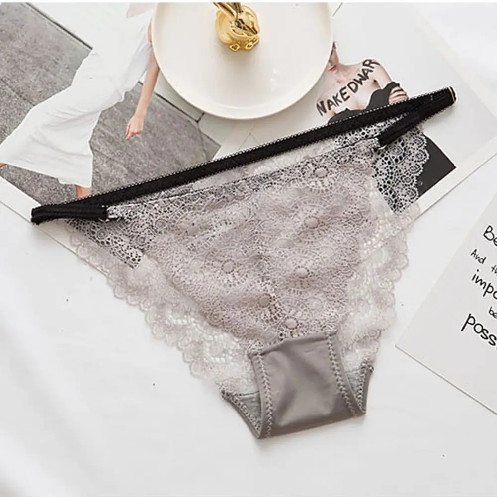 Кружевные трусики женские с низкой талией трусы Прозрачное нижнее белье ...