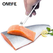 Omife Stainless Steel Fish Bone Tweezers Remover Salmon Fishing Bones Knife Pincer Puller Tongs Pick-Up Seafood Tool Crackers