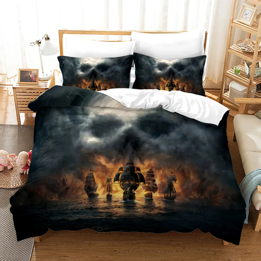 Pirate Ship Boat Rudder 3PCS Bedding Sets High Quality Child Duvet Cover Comforter Soft Twin Single Full Queen King Size 