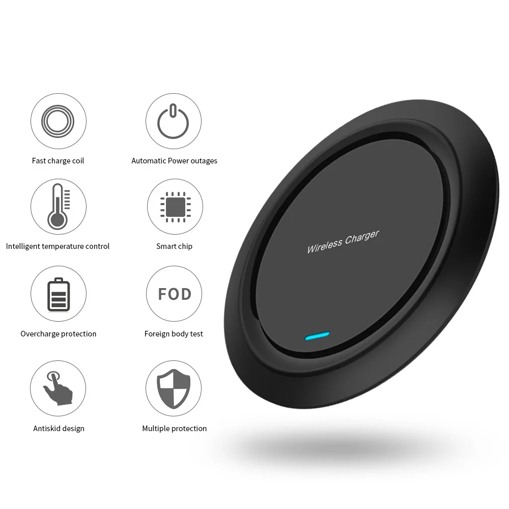 2019 Ultra-thin Qi Wireless Charger Smart Fast Charging Pad for iPhone Samsung Mobile Phone | Электроника