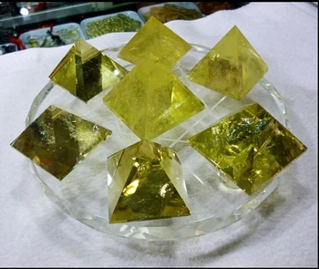 

617+++++Natural yellow crystal seven array Zhaocai Pyramid ornaments prosperous business increase courage
