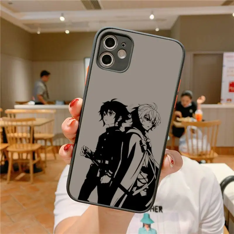 Anime Seraph of the end Yuichiro Hyakuya Phone Case for iPhone X XR XS 7 8 Plus 11 12 pro MAX Translucent Matte Shockproof shell