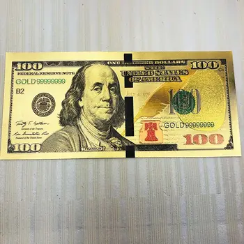 

200pcs 24k USA Gold Banknotes Fake money Collection Color Printing Foil 100 Dollars Paper Money Collection Make Money Selling
